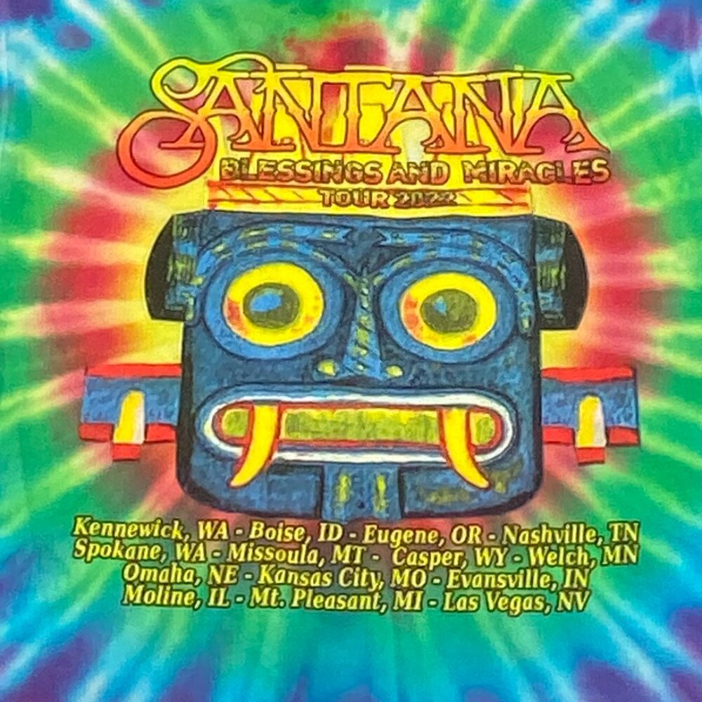 Carlos Santana 2022 Tour Tie Dye Double Sided Graphic L Blessings & Miracles Tee - Picture 10 of 13